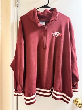 Old Navy Burgundy Quarter-Zip Collegiate-Style Pullover